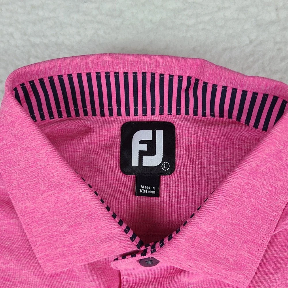 Foot Joy Polo Shirt Mens Large Pink Heathered Performance FJ Golf Short Sleeve